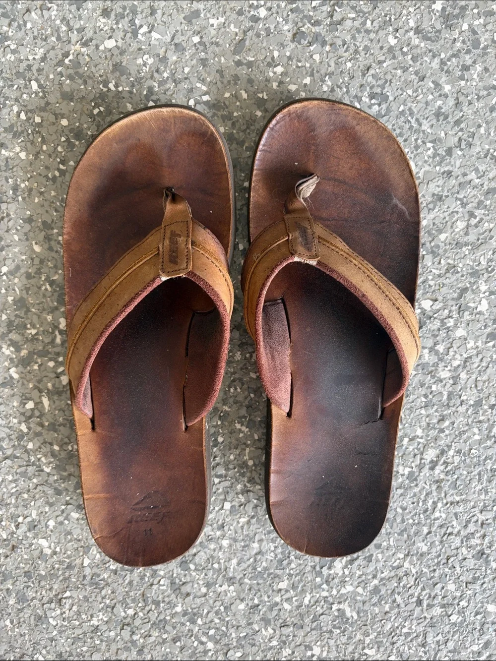 Men's Reef Leather Brown Flip Flop Sandals - Casual Comfort